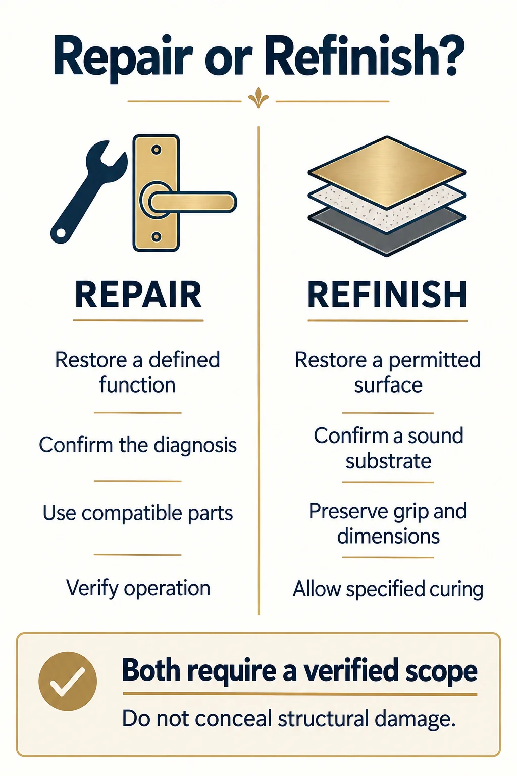 Choose Repair or Refinishing Only Within a Verified Scope Choose Repair or Refinishing Only Within a Verified Scope