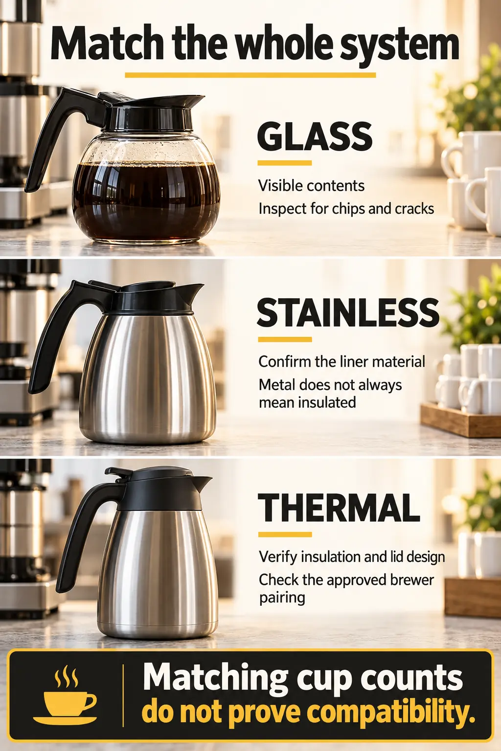 Match the Carafe Construction to the Brewer and Guest Routine