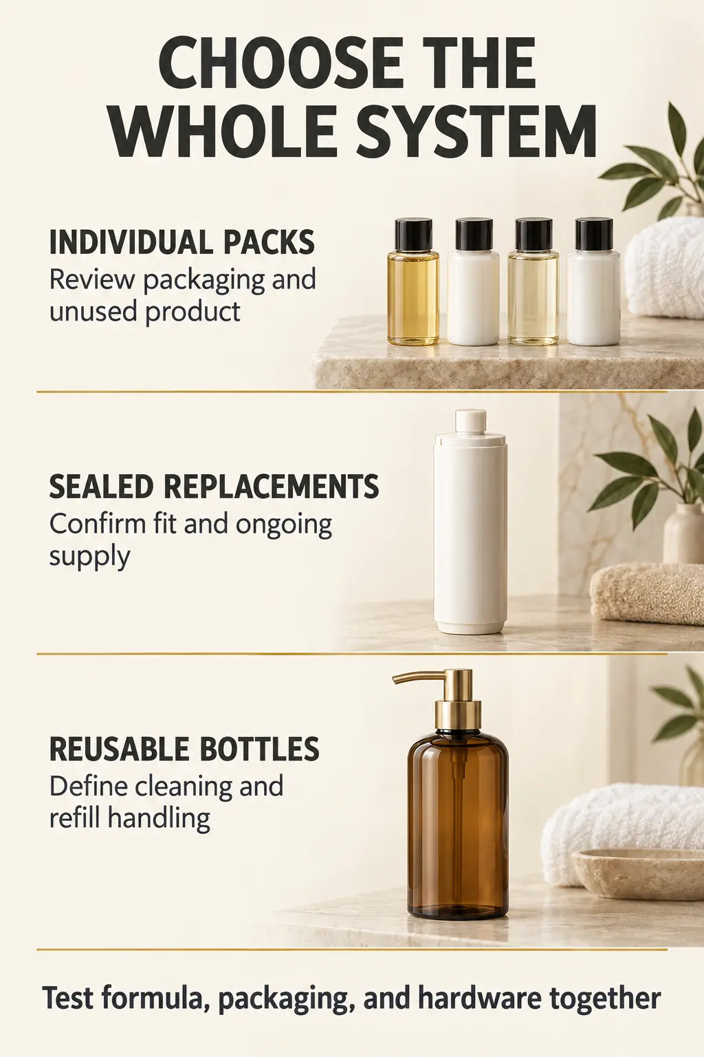 Evaluate Toiletries and Dispensers as One System Evaluate Toiletries and Dispensers as One System