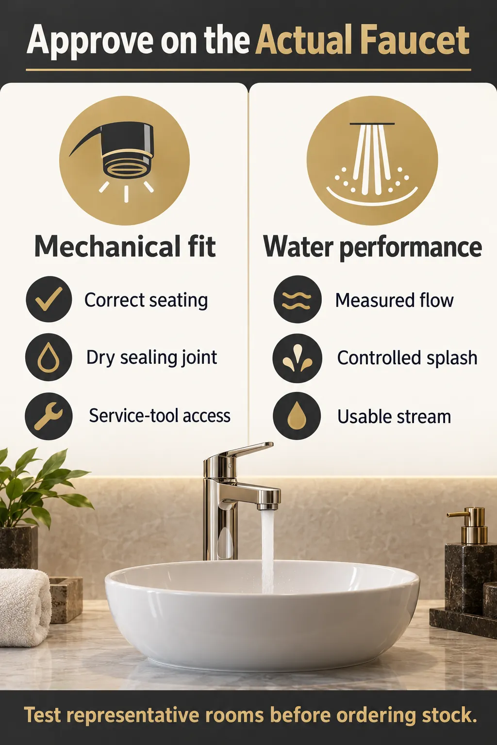 Approve Fit and Water Performance on the Actual Faucet