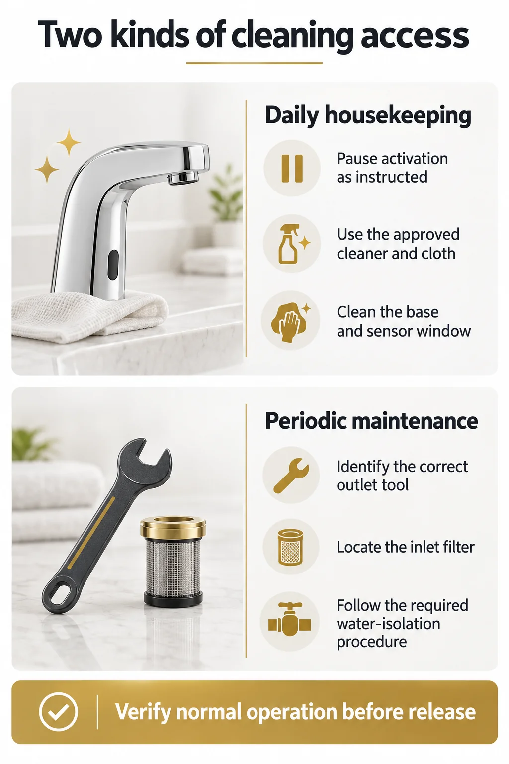 Cleaning Access Includes the Sensor, Outlet, and Hidden Filter Cleaning Access Includes the Sensor, Outlet, and Hidden Filter